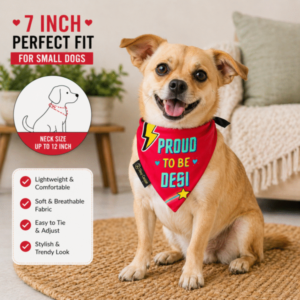Shop Canine Bandanas I Classy and Elegant I Pet Fashion I Pet Clothing I Pet Scarf Proud to be desi, L