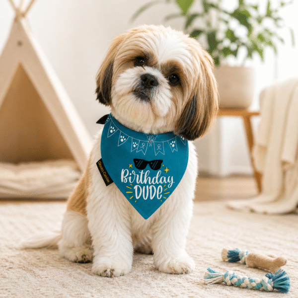 Quirky Birthday Dog Wrinkle Free Bandana