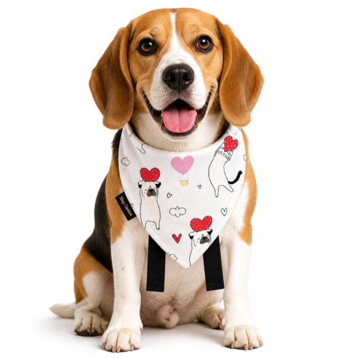 Shop Canine Bandanas I Dads darling I Pet Scarf (Grey Hearts, M)