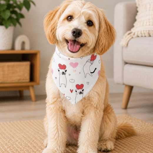 Shop Canine Bandanas I Classy and Elegant I Pet Fashion I Pet Clothing I Pet Scarf (Grey Hearts, M)
