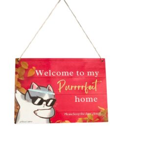 Shop Canine Wooden Board Door Signs I Wall Decor for Dog Cat Lovers I Wall Plates - Cat