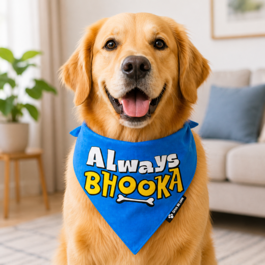 Always Bhooka Printed Dog Bandana Scarf | (S)
