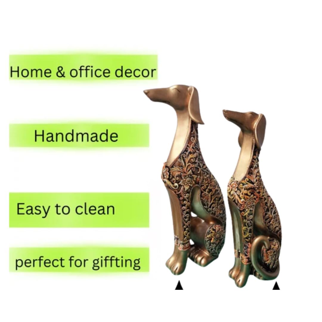 Dog Pair Sitting/Dog Themed Home Office Decor/Animal Showpiece/Gifts for Dog Lover (Pack of 2, Gold) - Image 2