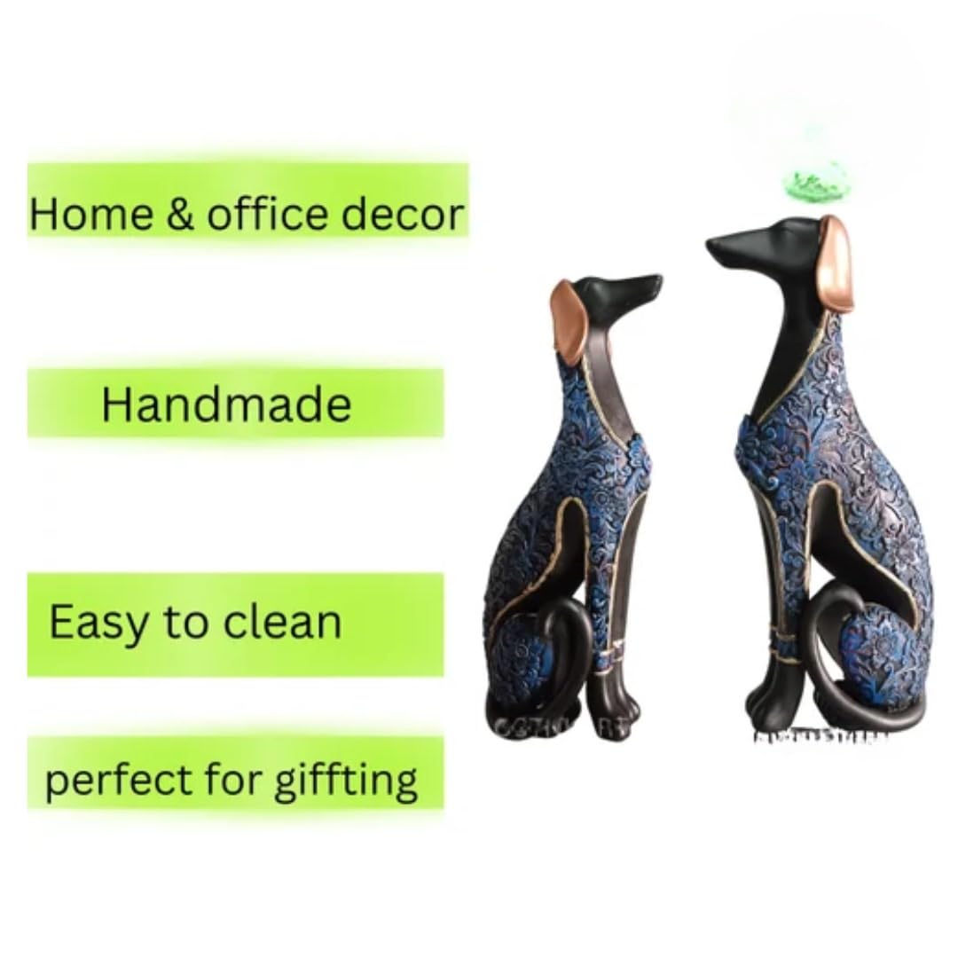 Dog Pair Sitting Showpiece Sophisticated for Home Decor/Animal Showpiece for Office Decor/Living Room Decoration/Table Top Decorative/Bedroom Decor/Gift Items (Pack of 2, Blue) - Image 2