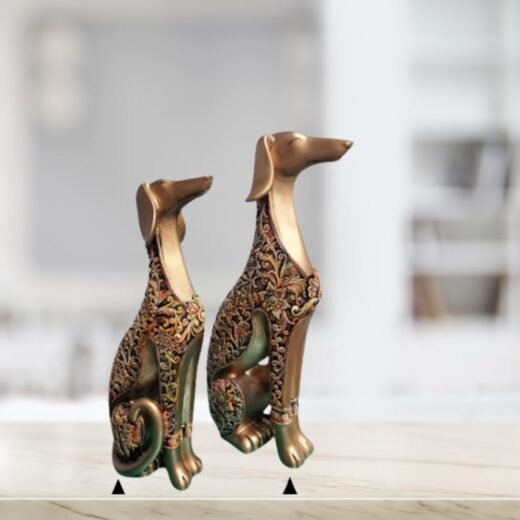 Dog Pair Sitting/Dog Themed Home Office Decor/Animal Showpiece/Gifts for Dog Lover (Pack of 2, Gold)