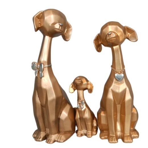 Set of 3 Cute Dog Statues Animal Figurines Decorative Showpieces for Home Decor in Living Room, Office, Pet Lovers's Spaces - Gift for Dog Enthusiasts on Housewarming, Birthday