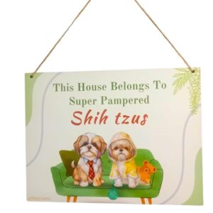 Wooden Board Door Signs I Wall Decor for Dog Lovers I Wall Plates- Shihtzus
