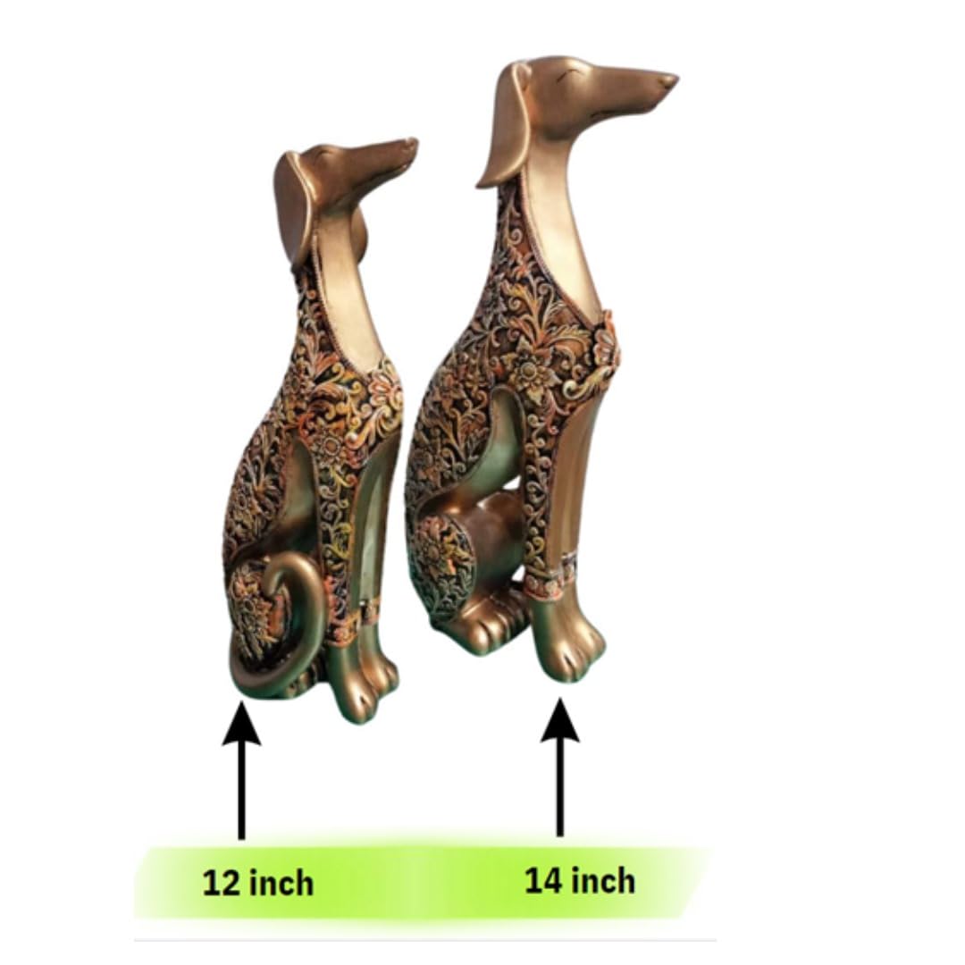 Dog Pair Sitting/Dog Themed Home Office Decor/Animal Showpiece/Gifts for Dog Lover (Pack of 2, Gold) - Image 4