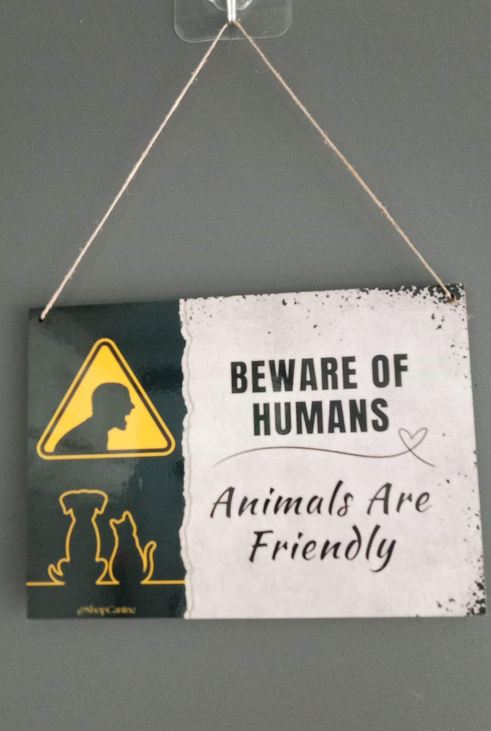 Wooden Board Door Signs I Wall Decor for Dog Cat Lovers I Wall Plates - Beware of humans - Image 2