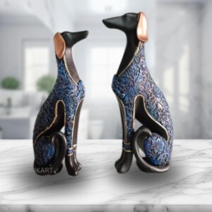 Dog Pair Sitting Showpiece Sophisticated for Home Decor/Animal Showpiece for Office Decor/Living Room Decoration/Table Top Decorative/Bedroom Decor/Gift Items (Pack of 2, Blue)