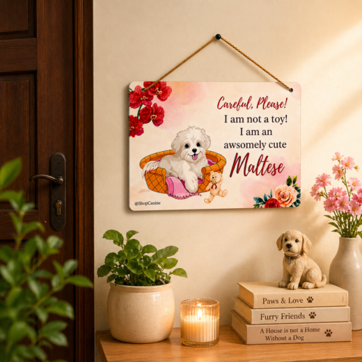 Wooden Board Door Signs I Wall Decor for Dog Lovers I Wall Plates - Maltese