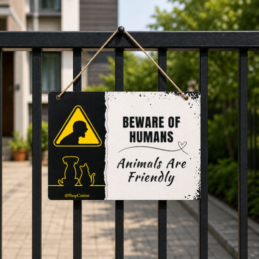 Wooden Board Door Signs I Wall Decor for Dog Cat Lovers I Wall Plates - Beware of humans