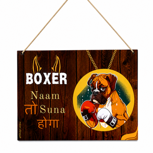 Wooden Board Door Signs I Wall Decor for Dog Cat Lovers I Wall Plates - Boxer