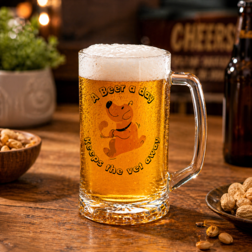 Transparent Beer Mugs | A beer a day keeps the vet away