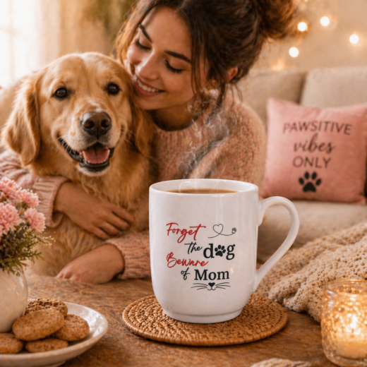 Coffee Mugs for Dog Lovers I Dog Moms I Gifts for Mothers I Office GiftsI Bday Gift I Wife Mother Dog Lover I Cat Lovers I Forget The Dog Beware of Mom (300ml)