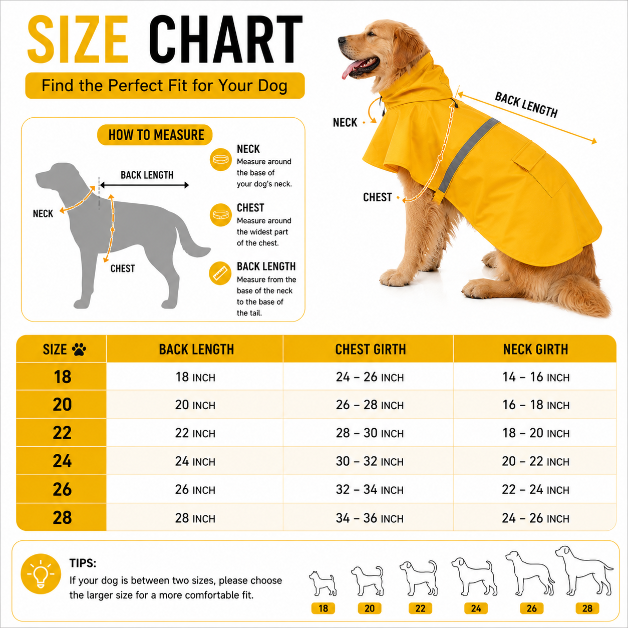 Dog Raincoat – Waterproof Rain Jacket for Dogs | Sizes 18, 20, 22, 24, 26, 28 | Hooded & Reflective for All Breeds (18) (Yellow, 20) - Image 7