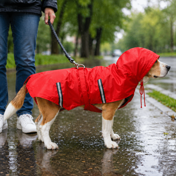 Dog Raincoat Red – Waterproof Rain Jacket for Dogs | Sizes 18, 20, 22, 24, 26, 28 | Hooded & Reflective for All Breeds (Red, 22) (RED, 24)