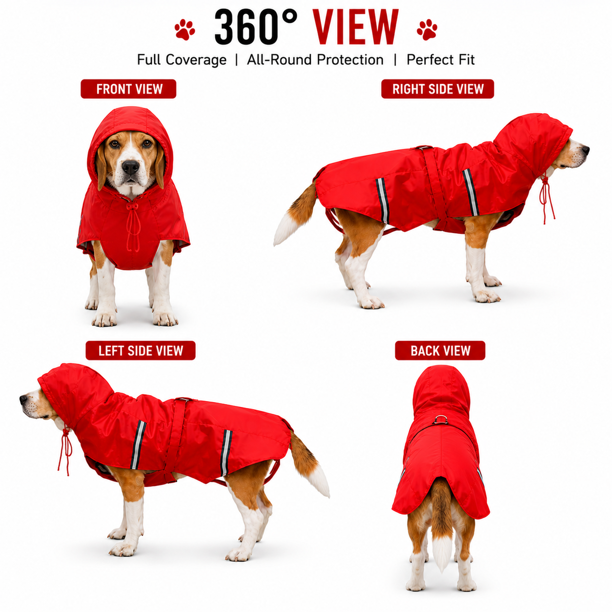 Dog Raincoat Red – Waterproof Rain Jacket for Dogs | Sizes 18, 20, 22, 24, 26, 28 | Hooded & Reflective for All Breeds (Red, 22) (RED, 24) - Image 8